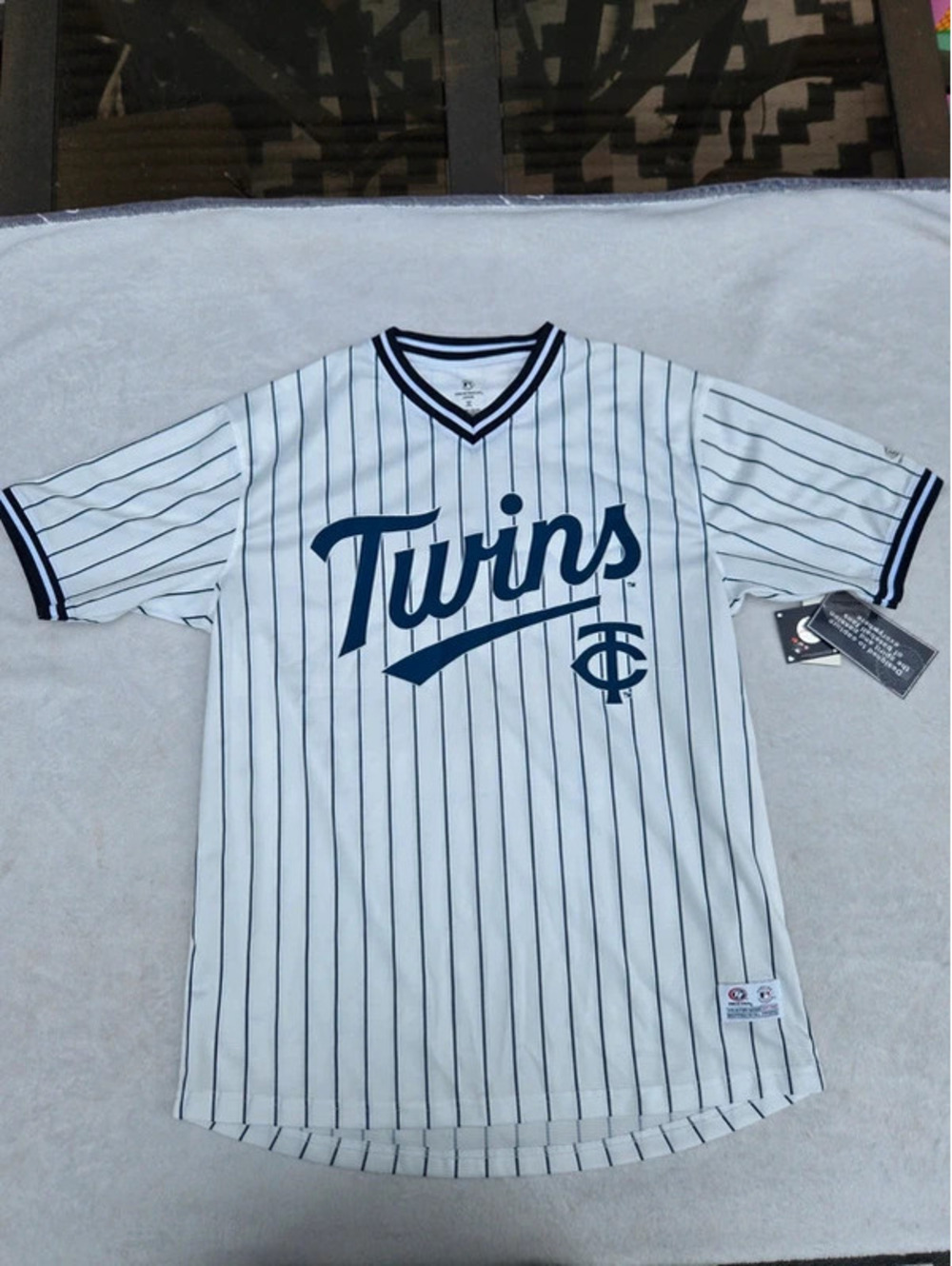Minnesota Twins True Fan Pinstripe Baseball Jersey Shirt Size Large